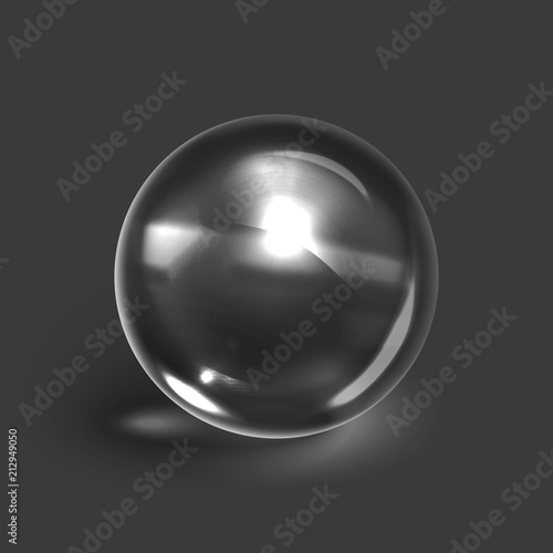 Stock vector illustration realistic transparent glass ball, Isolated on a gray background. Glass sphere.Chiaroscuro, reflection, glare. EPS10