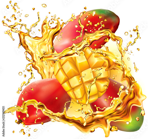 Mango into of splashes juices