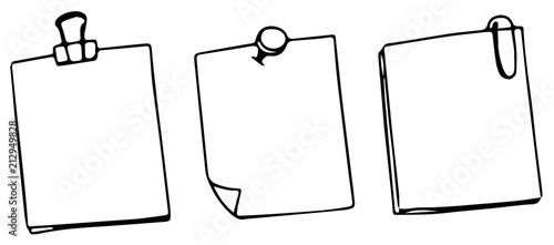 Set of three blank post notes