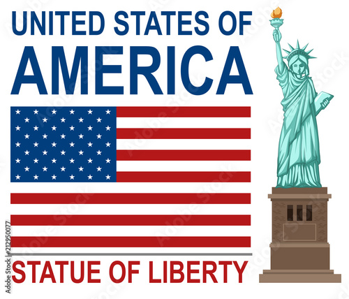United states of america with the statue of liberty