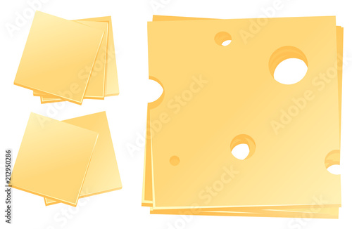 Different slices of cheese