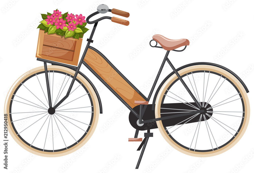 Floral Wooden Bike Basket