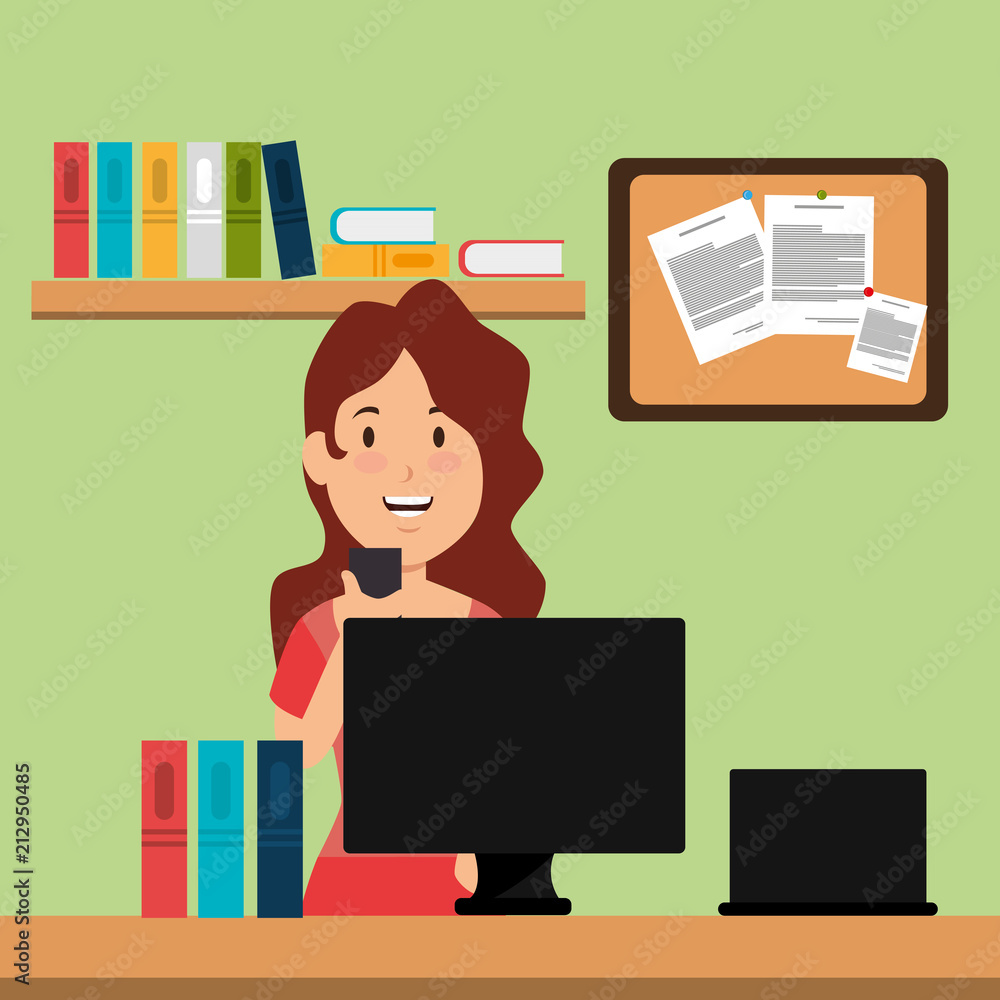 young businesswoman in the workplace office young businesswoman in the workplace office