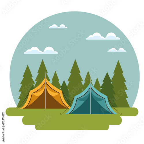 camping zone with tent scene