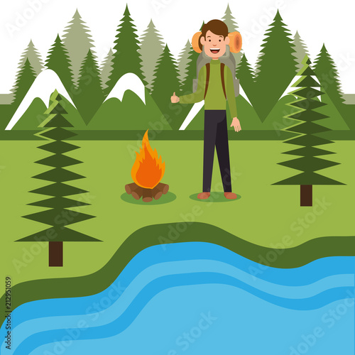 young scout in the camping zone scene