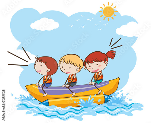 Children Riding Banana Boat