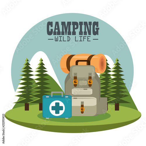 camping zone with equipment