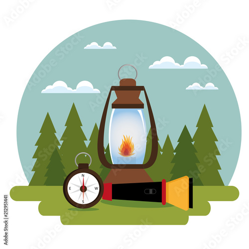 camping zone with equipment