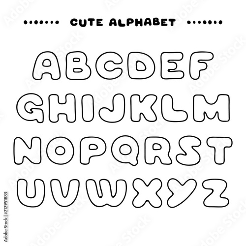 Cute hand drawn uppercase alphabet. Linear style ABC letters.
