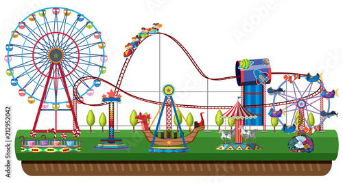 Amusement park on white background