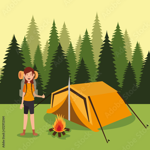 young scout in the camping zone scene