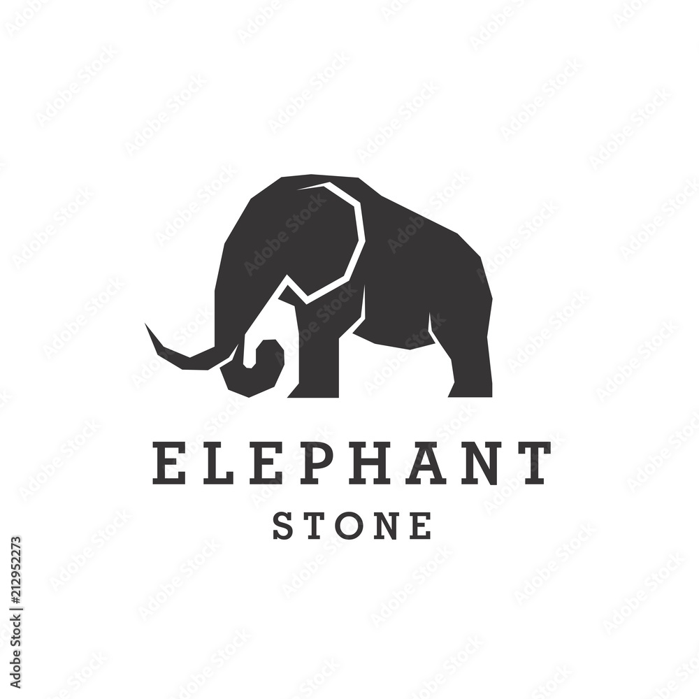 abstract animal Elephant stone logo design illustration vector custom logo design inspiration