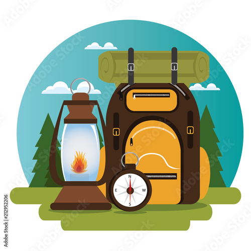 camping zone with equipment