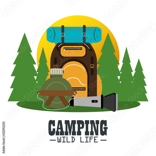 camping zone with equipment