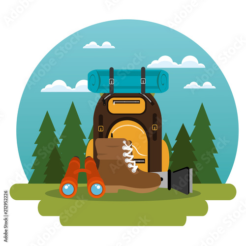 camping zone with equipment