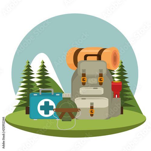 camping zone with equipment