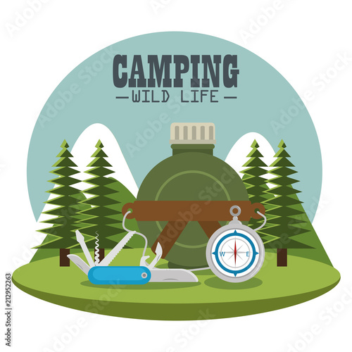 camping zone with equipment