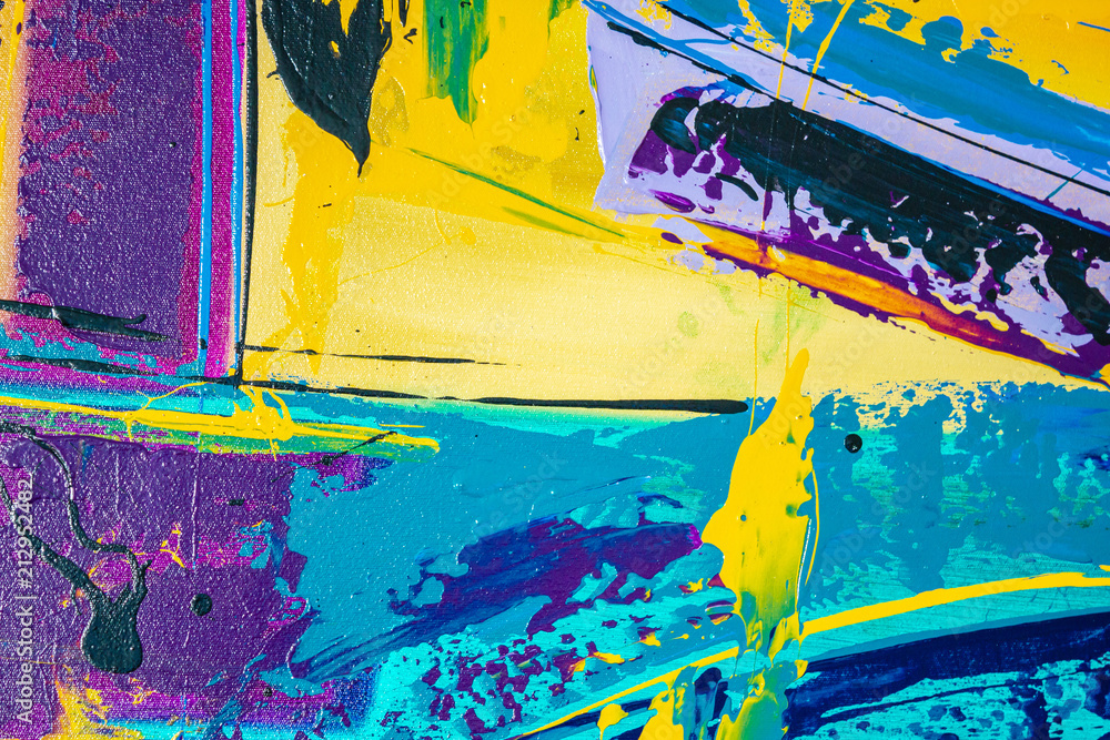 Fototapeta premium Colorful Abstract Texture, Oil Painting On Canvas, Multicolor Texture, Brushstrokes Of Paint, Can Be Use As Background Or Wallpaper.