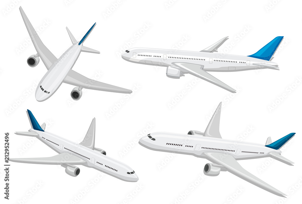 A set of commercial airplane A set of commercial airplane