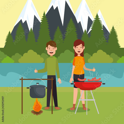 couple scouts in the camping zone scene