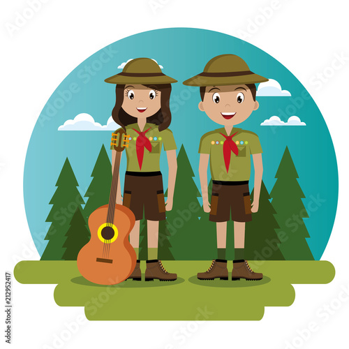 couple scouts in the camping zone scene