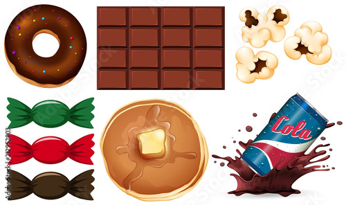 Set of junk food