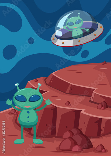 Alien and UFO in space