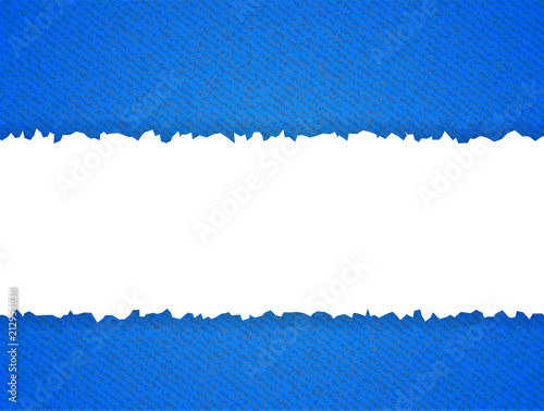 Torn paper on blue jeans. Space for text. Vector illustration