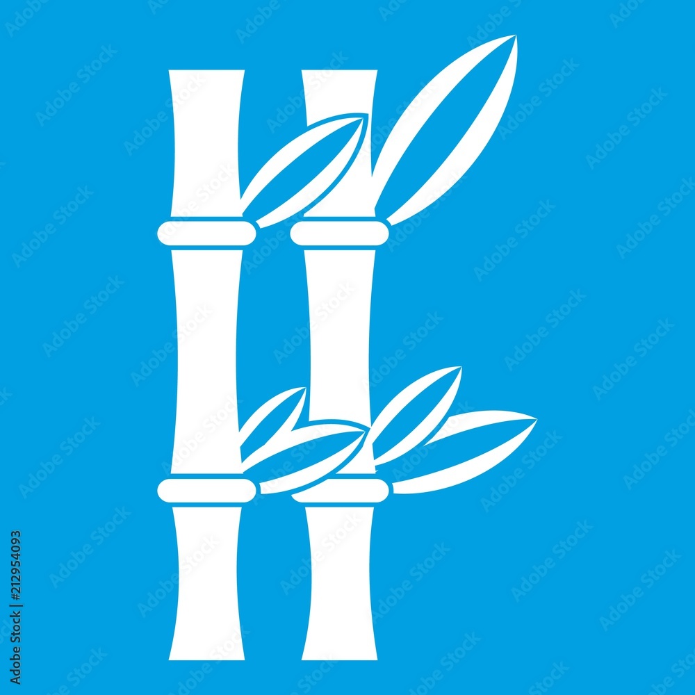 Bamboo icon white isolated on blue background vector illustration Bamboo icon white isolated on blue background vector illustration