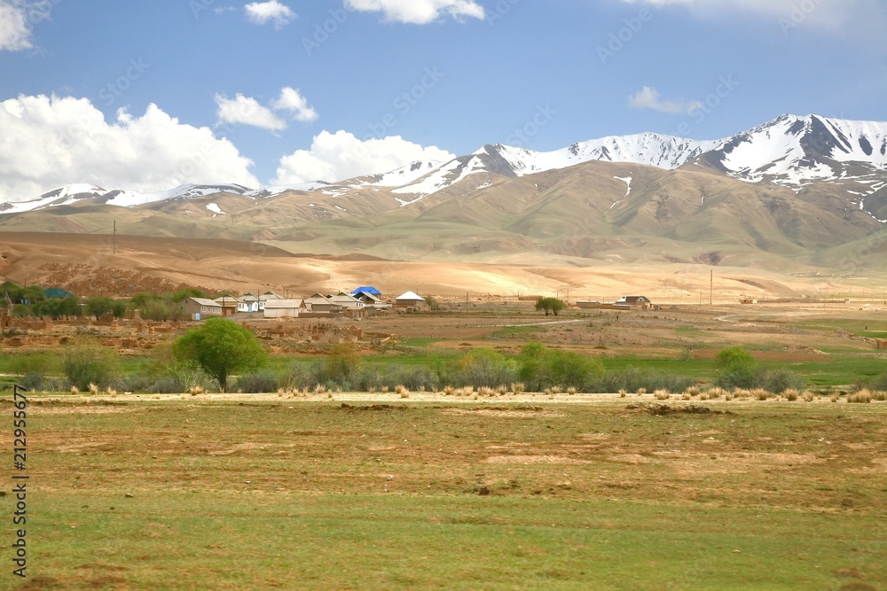 The route of  beautiful scenic from Bishkek  to Naryn with the Tian Shan mountains of Kyrgyzstan