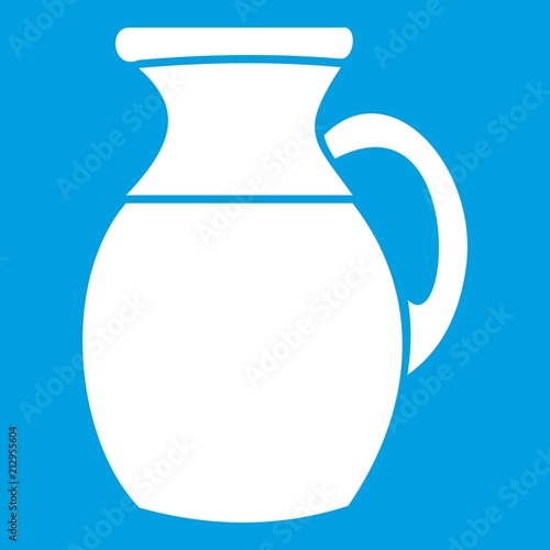 Jug of milk icon white isolated on blue background vector illustration