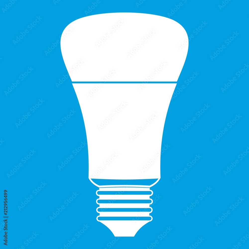 Led bulb icon white isolated on blue background vector illustration Led bulb icon white isolated on blue background vector illustration