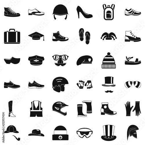 Clothing accessories icons set. Simple style of 36 clothing accessories vector icons for web isolated on white background