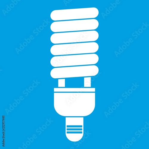 Fluorescent bulb icon white isolated on blue background vector illustration