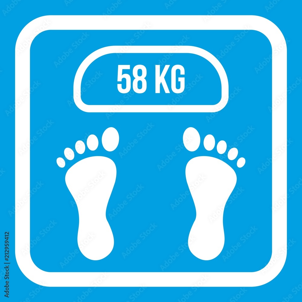 Obraz premium Weight scale icon white isolated on blue background vector illustration