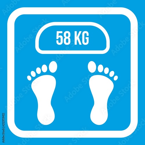 Weight scale icon white isolated on blue background vector illustration