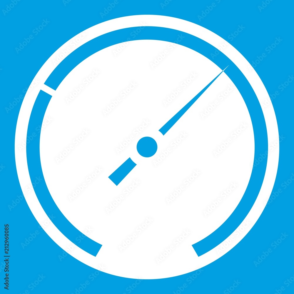Speedometer icon white isolated on blue background vector illustration Speedometer icon white isolated on blue background vector illustration