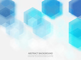 Abstract geometric background. Template brochure design. Blue hexagon shape