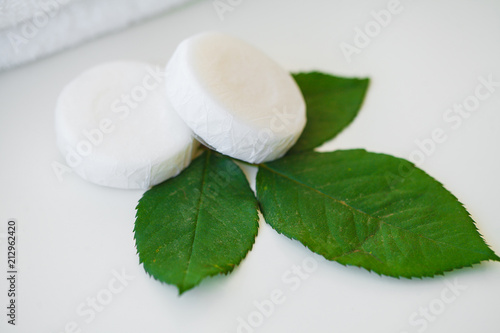Wellness Products and Cosmetics. Bath-day Ingredients For Spa Treatments Soap on White Background