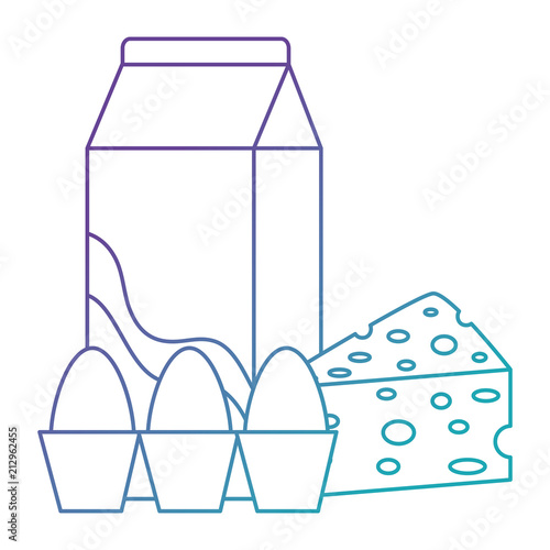 milk box with cheese and eggs vector illustration design