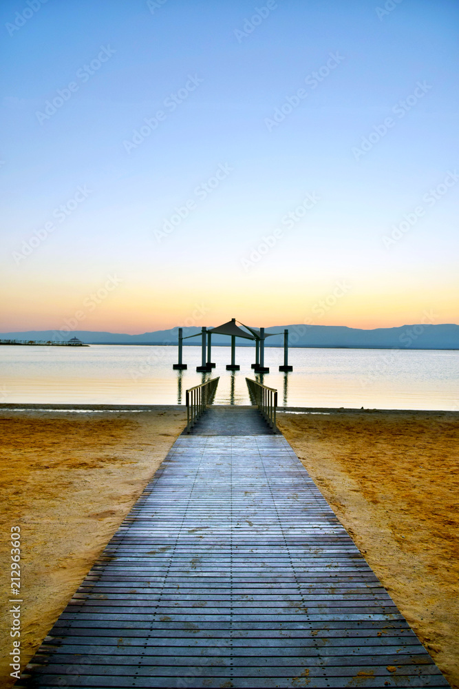 wooden pier at Dead sea - Israel