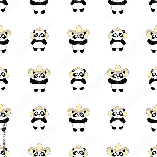 Fototapeta Naklejka Na Ścianę i Meble -  Seamless baby pattern with cute panda. Best Choice for cards, invitations, printing, party packs, blog backgrounds, paper craft, party invitations, digital scrapbooking.