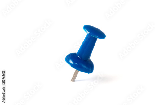 A blue Thumbtack isolated on a white background