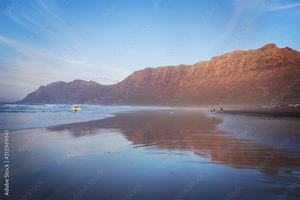 Famara beach in Lanzarote, Canary islands, Spain.