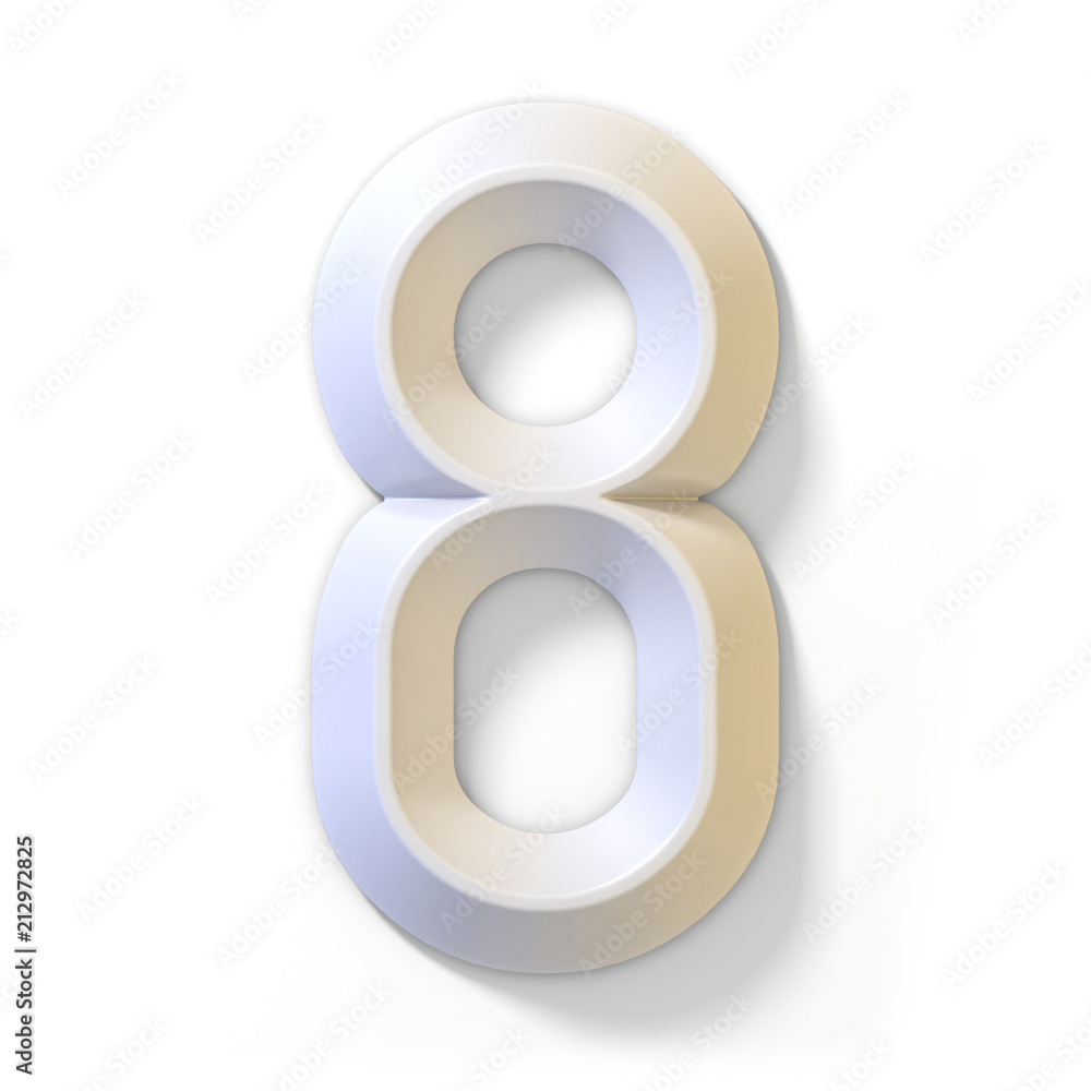 White dimensional font number 8 EIGHT 3D White dimensional font number 8 EIGHT 3D
