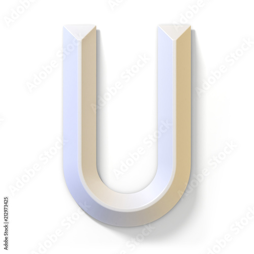 White dimensional font LETTER U 3D