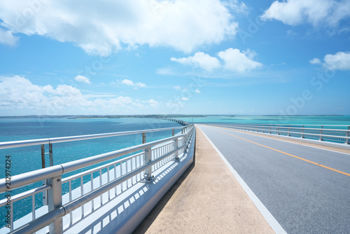 Okinawa Japan-July 7  2018  Irabu bridge  the longest toll-free bridge in Japan connecting Irabu island and Miyako island