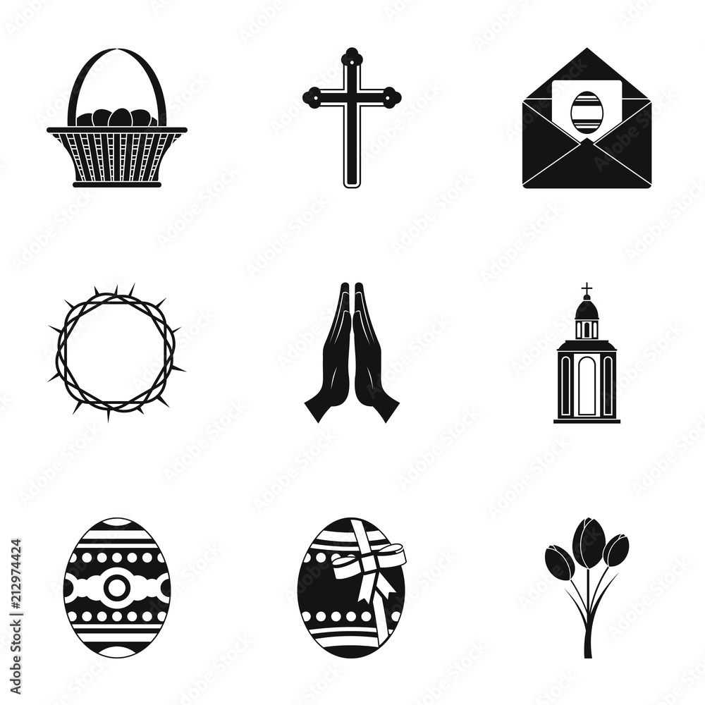 Holy Easter icon set. Simple style set of 9 holy Easter vector icons for web isolated on white background Holy Easter icon set. Simple style set of 9 holy Easter vector icons for web isolated on white background