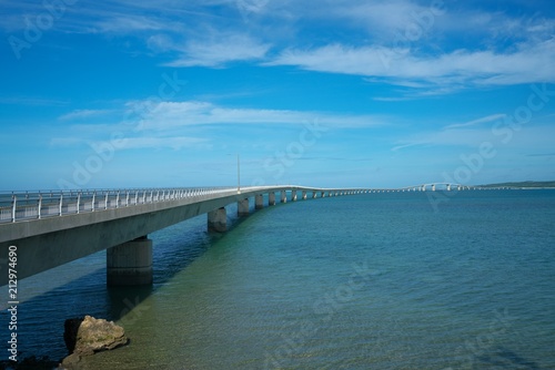 Okinawa,Japan-July 7, 2018: Irabu bridge, the longest toll-free bridge in Japan connecting Irabu island and Miyako island