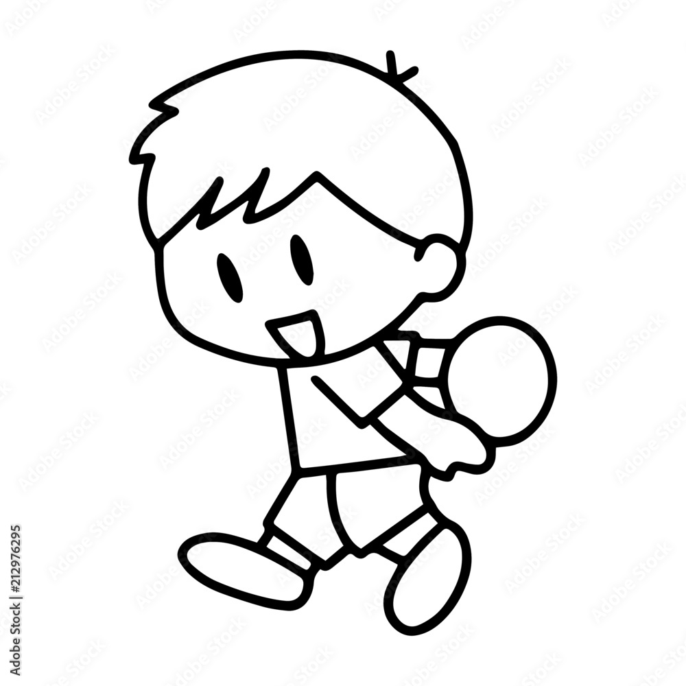 Sport Boy cartoon illustration isolated on white background for children color book Sport Boy cartoon illustration isolated on white background for children color book